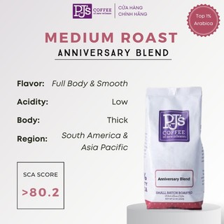 Anniversary blend rang vừa - pj’s coffee cà phê arabica nguyên chất – gói 200/454g