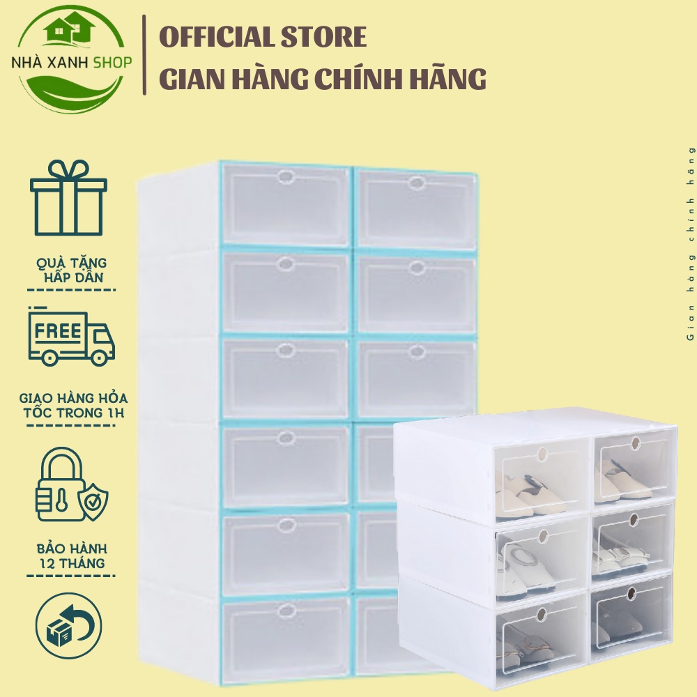 Hộp Đựng Giày Nhựa, Kệ Để Giày Dép Nắp Nhựa Cứng Trong Suốt Size lớn Chịu Lực Lắp Ghép Thông Minh