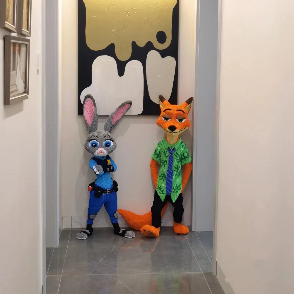Đồ chơi lắp ráp cáo nick và thỏ zootopia judy 115cm xếp hình mô hình cỡ lớn Hàng Đẹp bear bricK