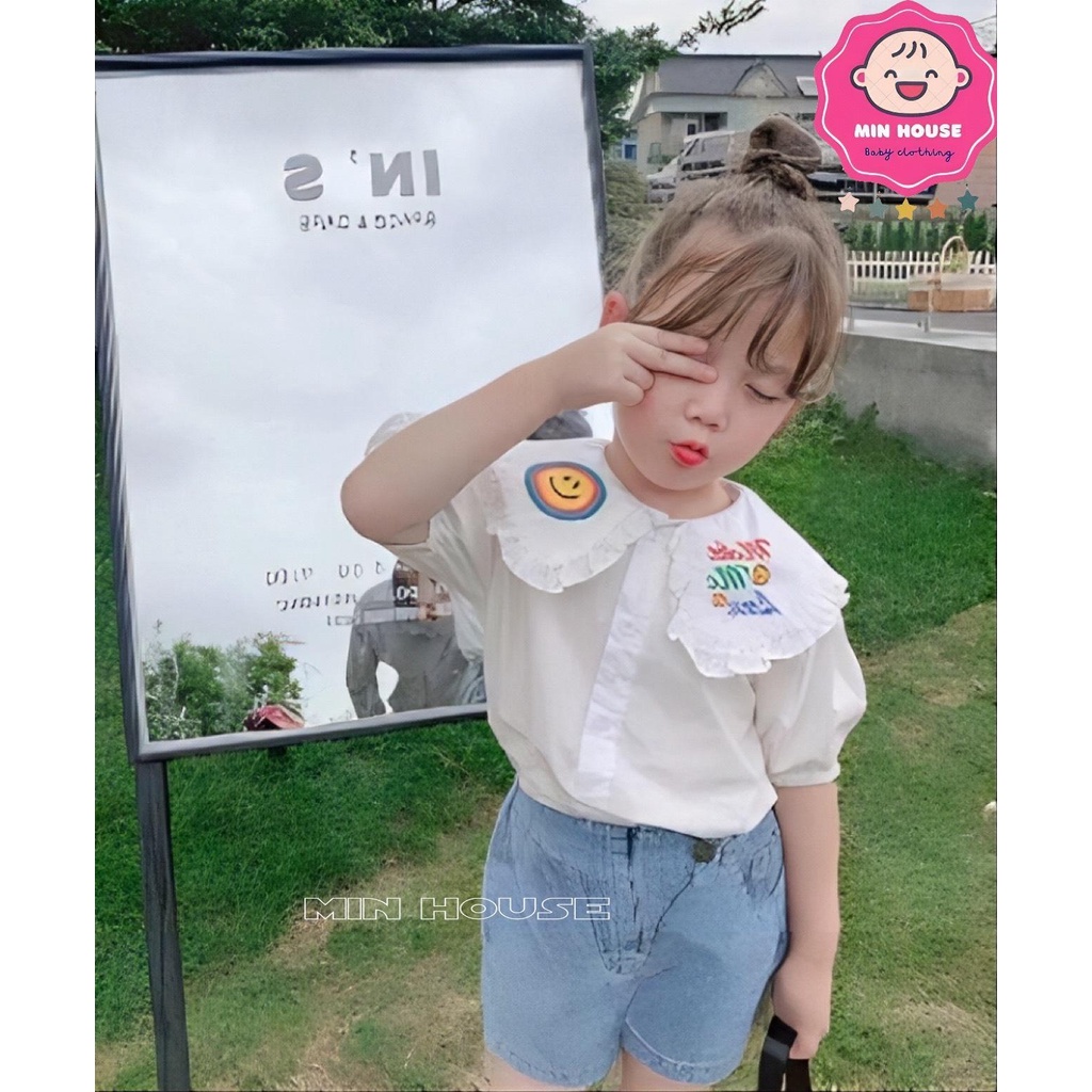 (8-20kg) Set áo thô boi cổ lá phối quần jean xịn sò cho bé diện hè, đi học, đi chơi