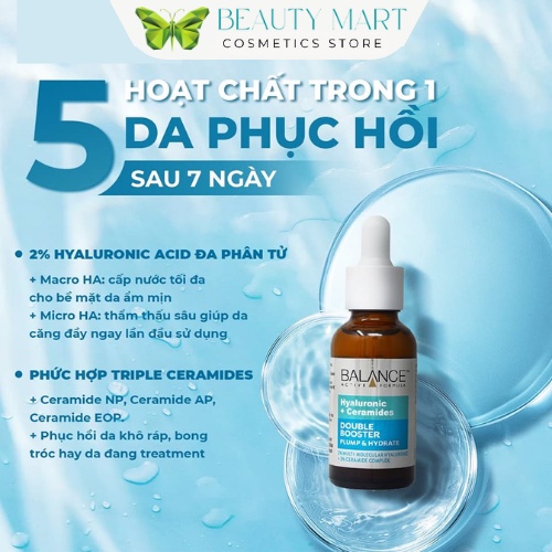 Tinh chất Balance Active Hyaluronic &amp; Ceramides Double Booster 30ml - dưỡng ẩm chuyên sâu dành cho mọi loại da