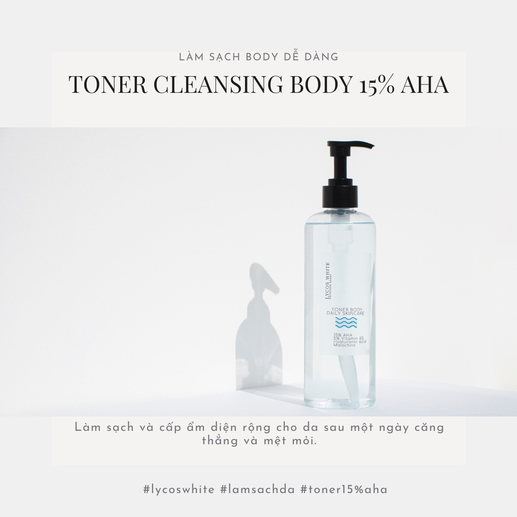 Toner Hyaluronic Acid 15% AHA Cleansing Làm Sạch Body Lycos White