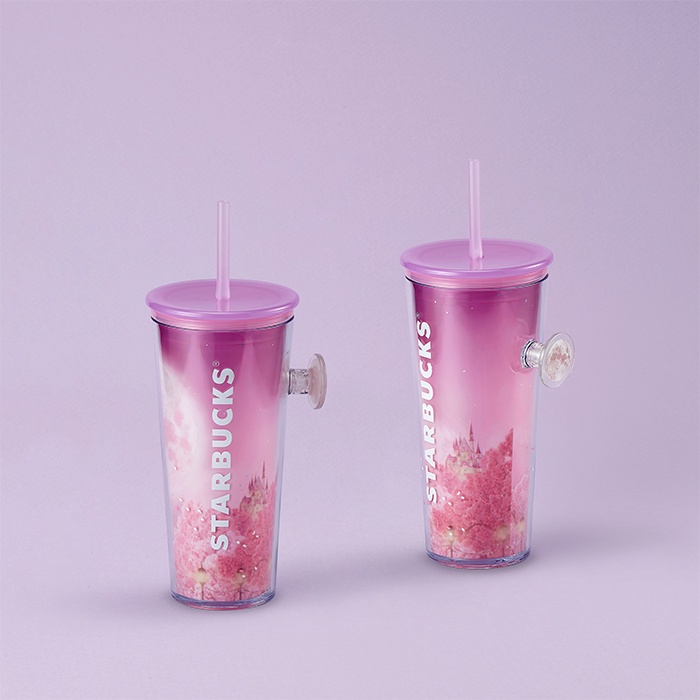 Ly Starbucks Cold Cup 16Oz (473ml) Plastic Cherry Blossom Moon