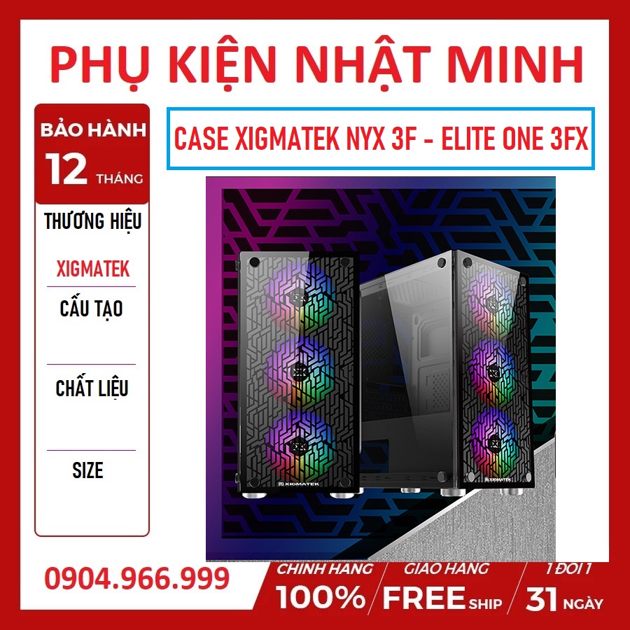 VỎ case xigmatek NYX 3F - xigmatek elite one 3fx - XA22 vỏ gaming văn phòng giá rẻ chính hãng BH 12 tháng | BigBuy360 - bigbuy360.vn