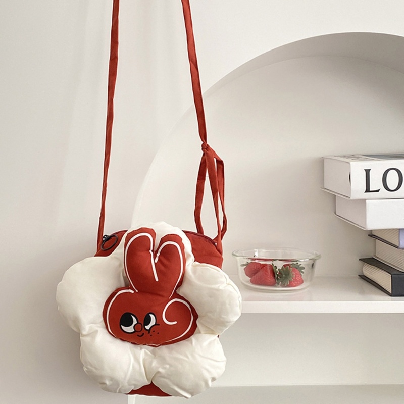 Túi Đeo Chéo Vai Hình Thỏ Và Hoa Dành Cho Nữ