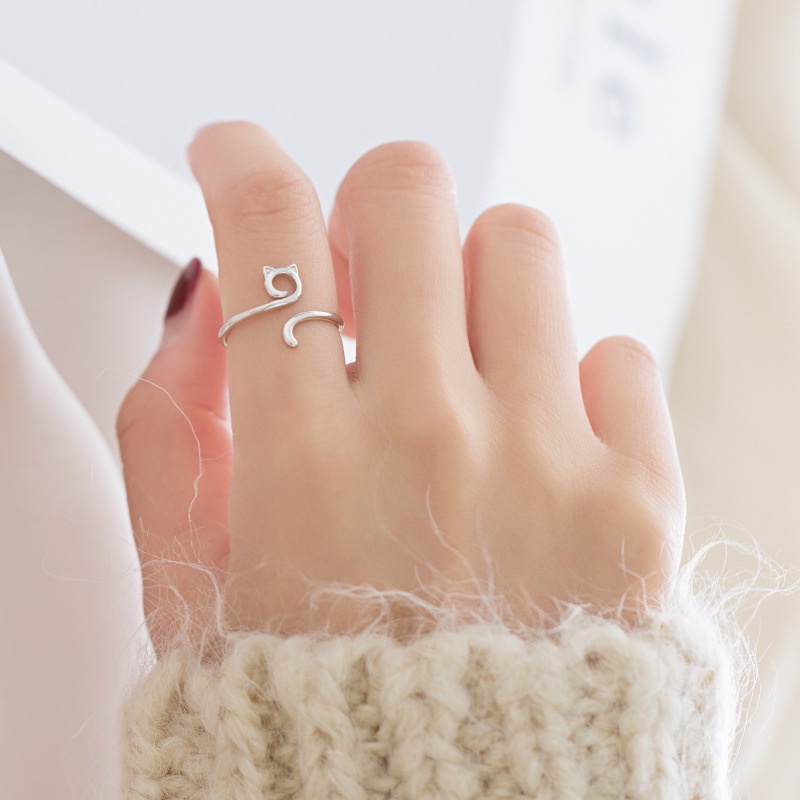 Nhẫn Hở Hình Mèo Dễ Thương Có Thể Điều Chỉnh Kích Thước