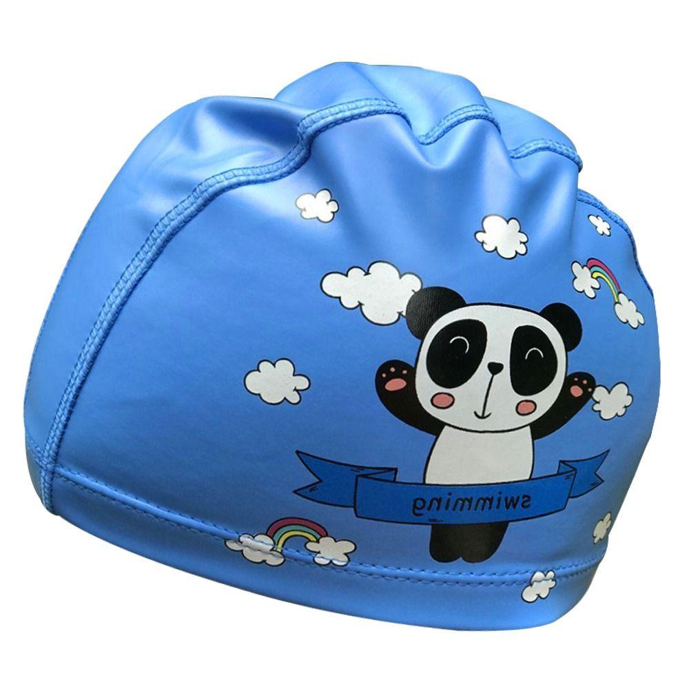 MUVAKO Mũ Bơi Da Pu Co Giãn Thiết Kế Xếp Ly Thời Trang Thể Thao Cho Bé