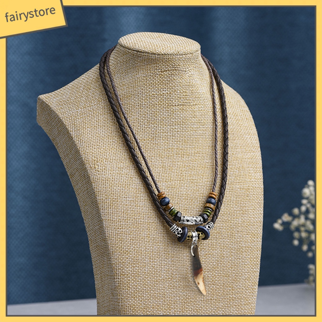 Vòng cổ Giả Da Nhiều Lớp Phong Cách Retro Vintage Thời Trang Cho Nam [Fairy1]