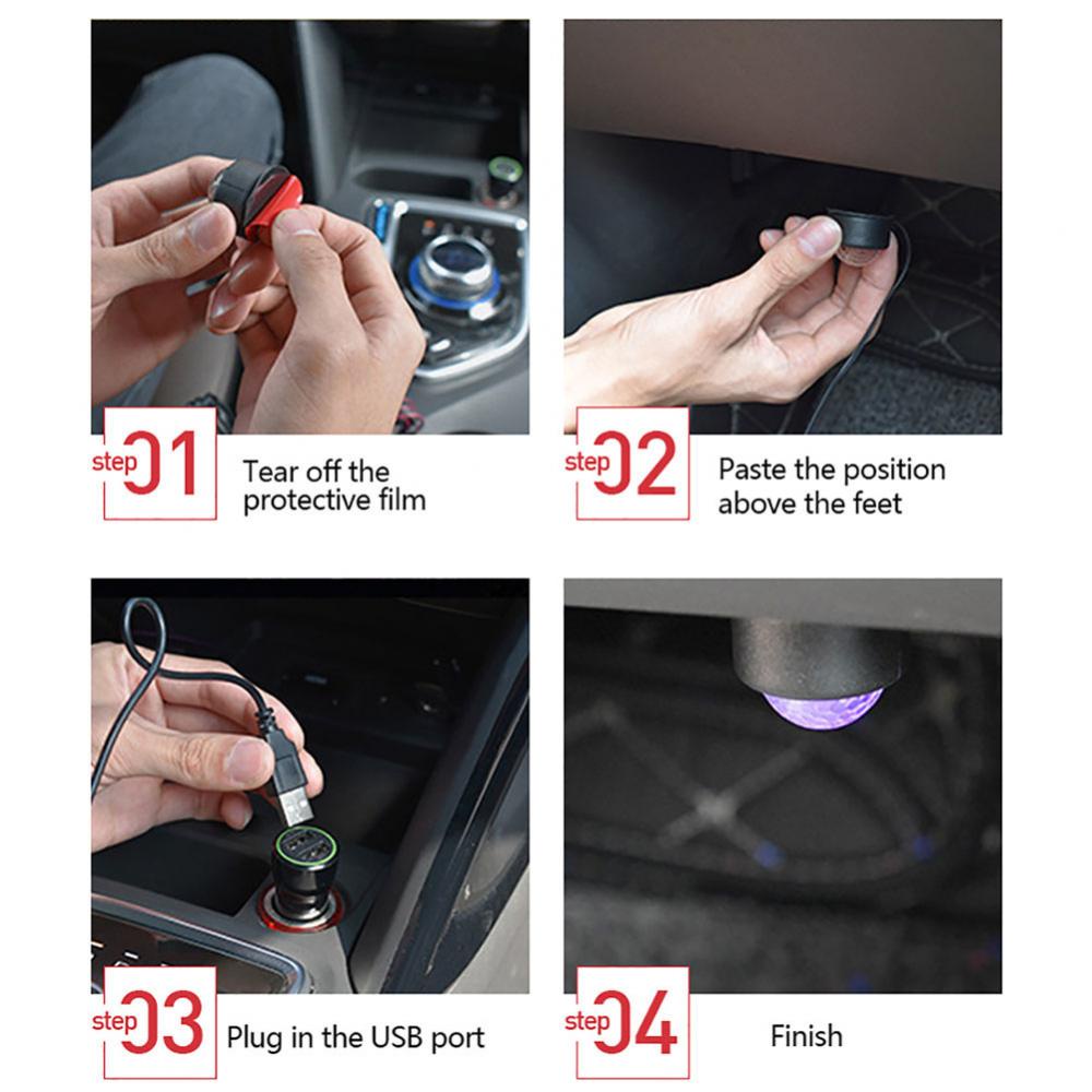 Mới Đèn LED RGB 4 Trong 1 Nhiều Màu Trang Trí Nội Thất Xe Hơi