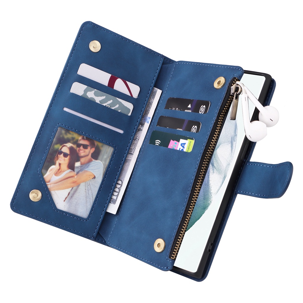 Ốp Điện Thoại Da PU Dạng Ví Có Khóa Kéo Đa Năng Sang Trọng Cho Samsung Note20 Ultra Note10 Pro Note20 10 9 M30 M30S 6