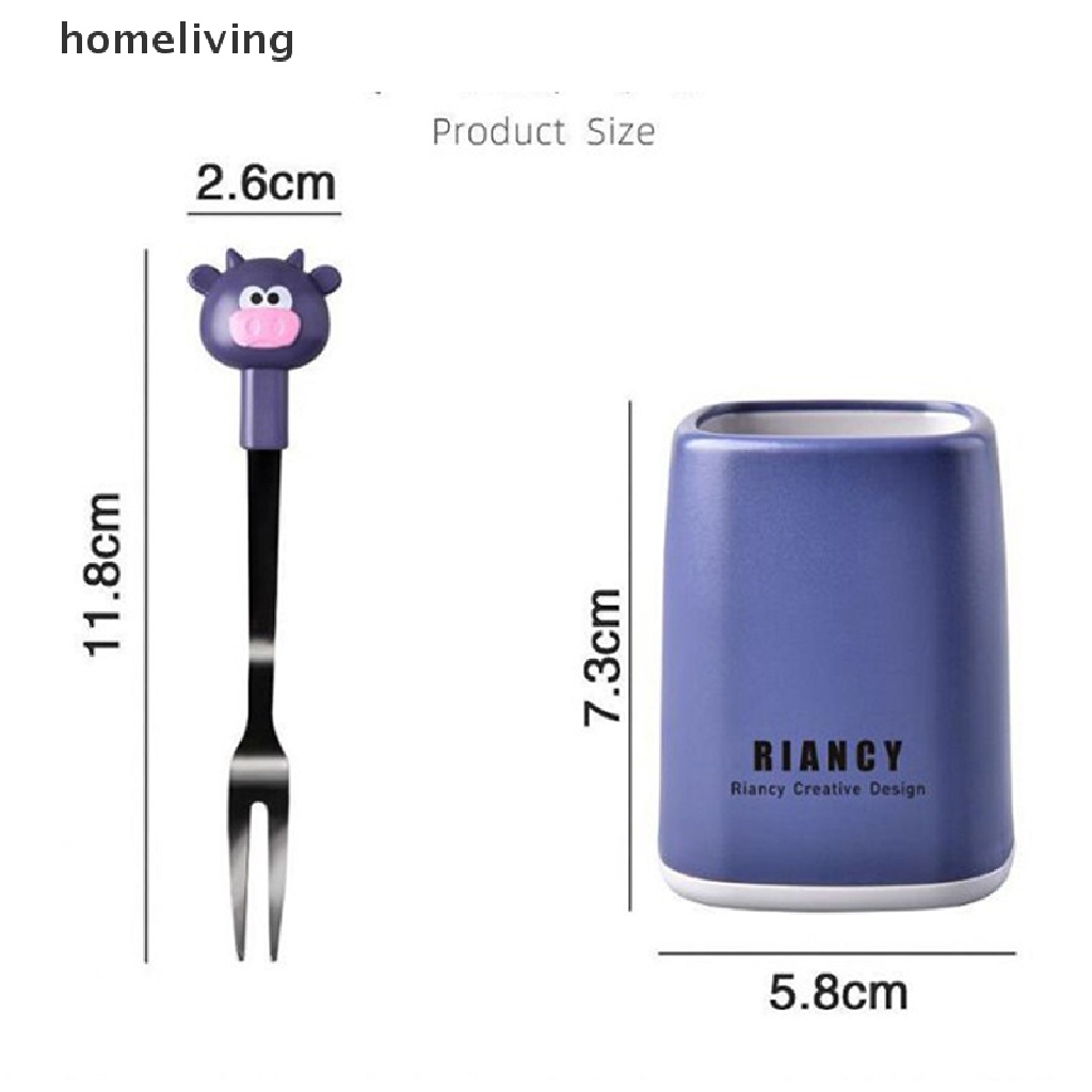 Bộ 6 Nĩa Ăn Trái Cây Kèm Giá Đỡ Bằng Thép Không Gỉ Tiện Dụng