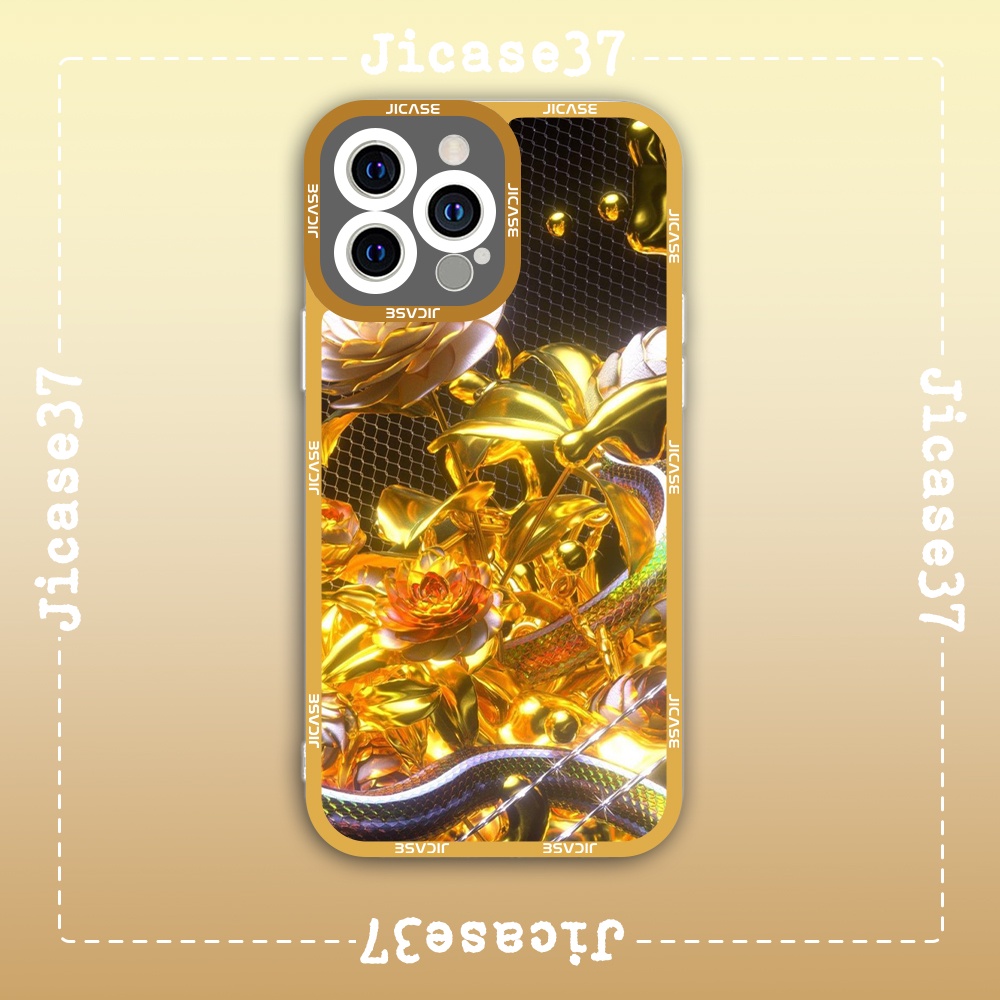 Ốp lưng iphone cạnh vuông Jicase JMcase Côn Trùng Hoạ Tiết Vàng Insect Gold Pattern x/xs/11/12/pro/max/plus/promax