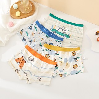 Trẻ em Quần lót bé trai 2-16 tuổi có thể mặc 10-55kg Modale Chất liệu mùa hè Breathable Học sinh cần 4 bộ/ Children's underpants for boys aged 2-16 can wear 10-55kg Modal material in summer breathable 4 pieces of essential for students/ 儿童男童内裤莫代尔四条装