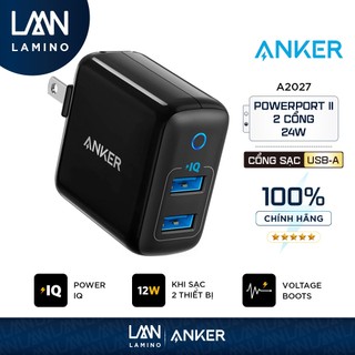 Sạc anker powerport ii 2 cổng 24w poweriq - a2027