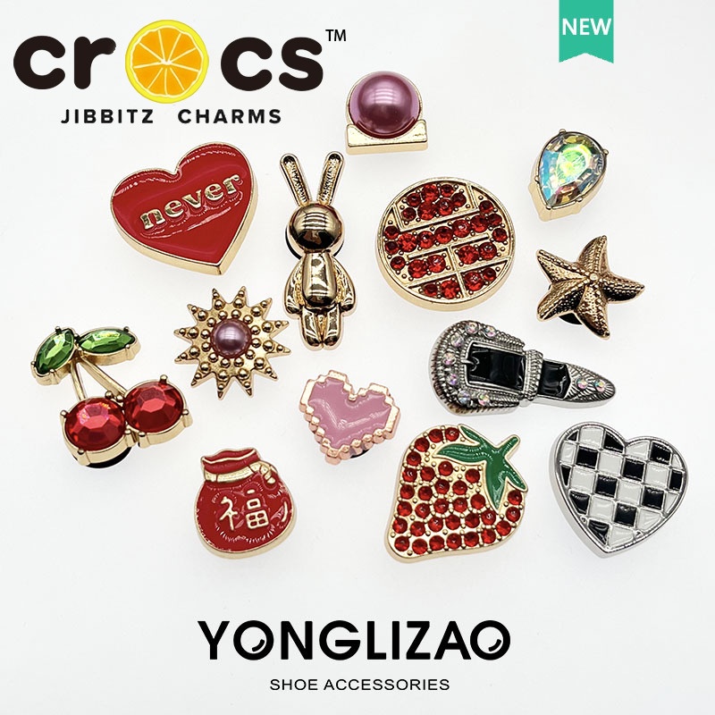 Phụ Kiện Khóa Kim Loại Hình Hoa Xinh Xắn Dành Cho Giày crocs jibbitz charms