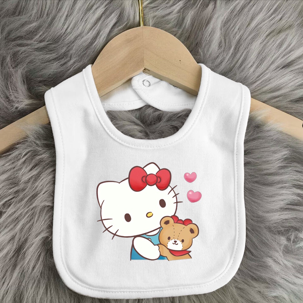 Hello kitty Yếm Ăn cotton In Hình Mèo kitty Đáng Yêu Cho Bé