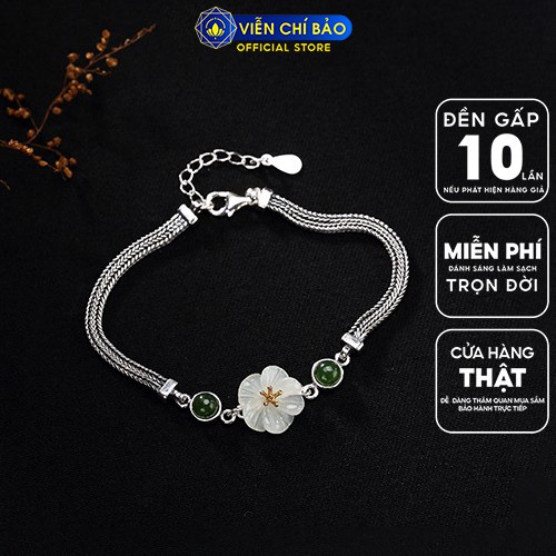 Lắc tay hoa sen chất liệu bạc Thái 925 thời trang phụ kiện trang sức Viễn Chí Bảo L000178