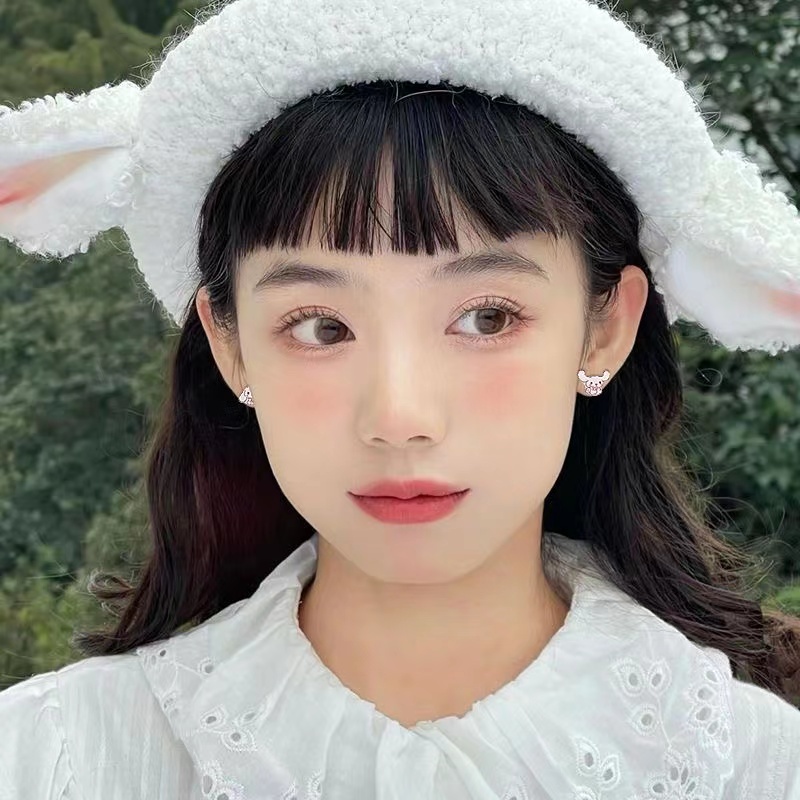Khuyên Tai Bạc Kuromi Hình Tai Mèo Dễ Thương Đơn Giản Chống Lộ Cho Nữ