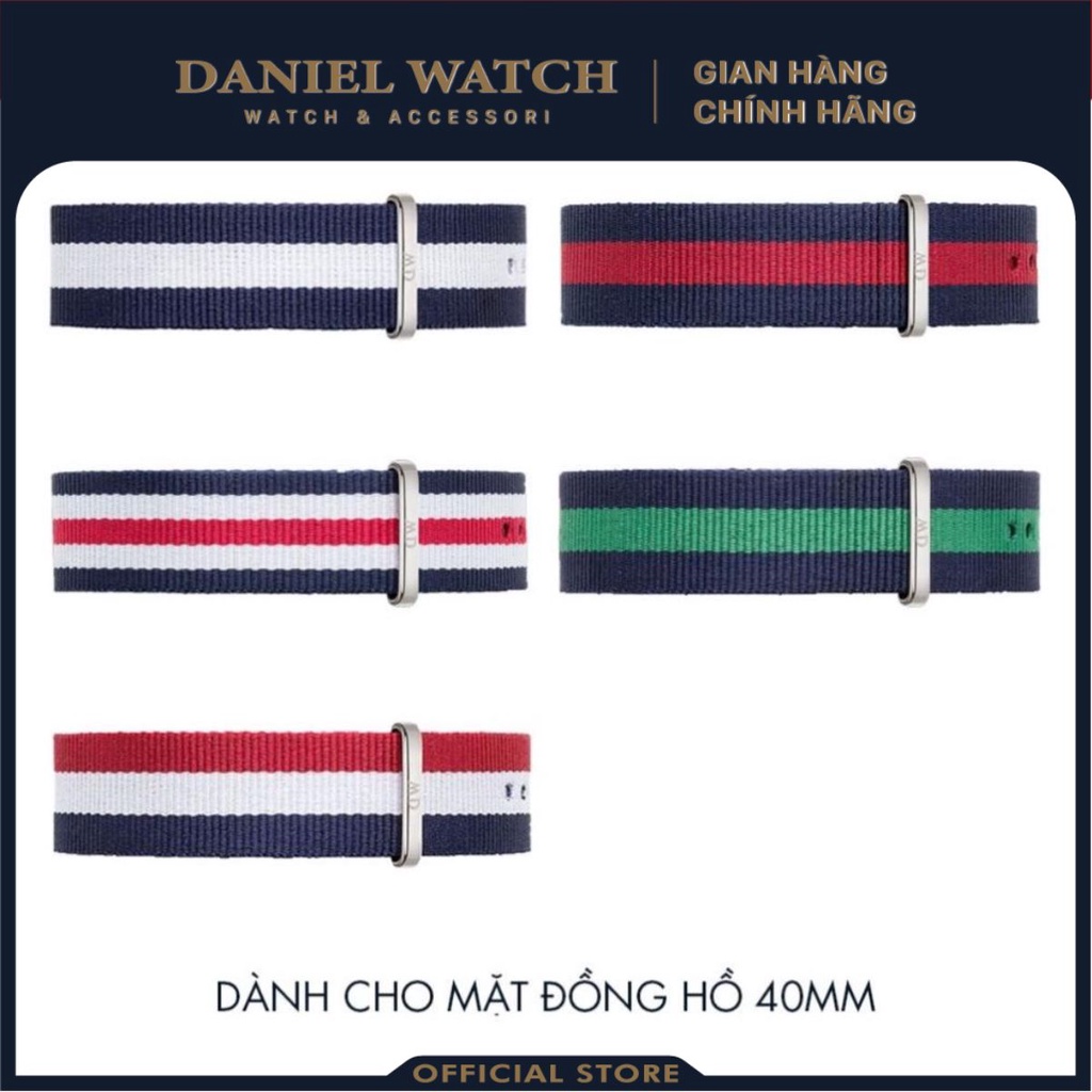 Dây vải nato đồng hồ Daniel Wellington 20mm khóa màu bạc - Cho đồng hồ Classic 40mm