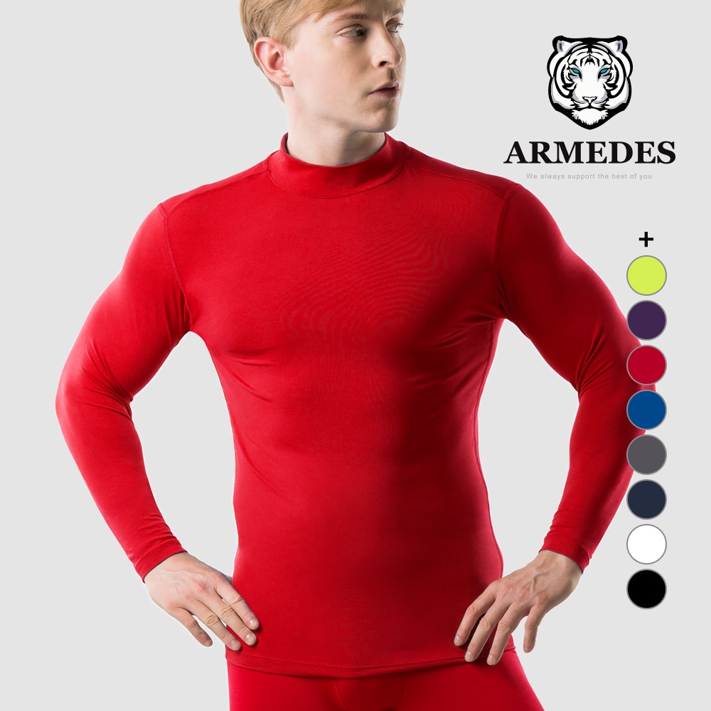 Áo Thun Thể Thao Nam Cổ lọ thấp Tập Gym  99% Polyester Siêu Thấm Hút và Mát Mịn Chính Hãng ARMEDES Hàn Quốc - AR 53