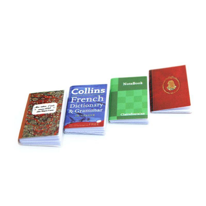 Set 4 Cuốn Sổ Mini Tỉ Lệ 1: 12 Dùng Để Trang Trí Nhà Búp Bê