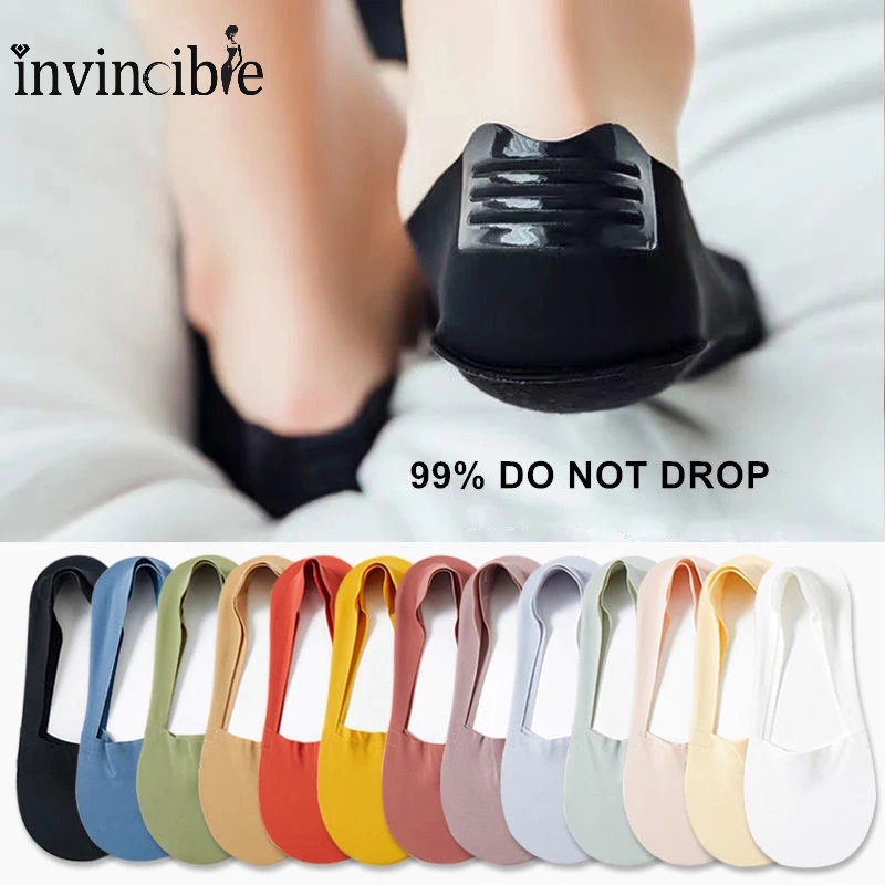 Vớ Thuyền Cotton Lụa Silicone Vô Hình Chống Trượt / Phong Cách INS Đơn Giản / Miệng Nông Cho Bé Gái