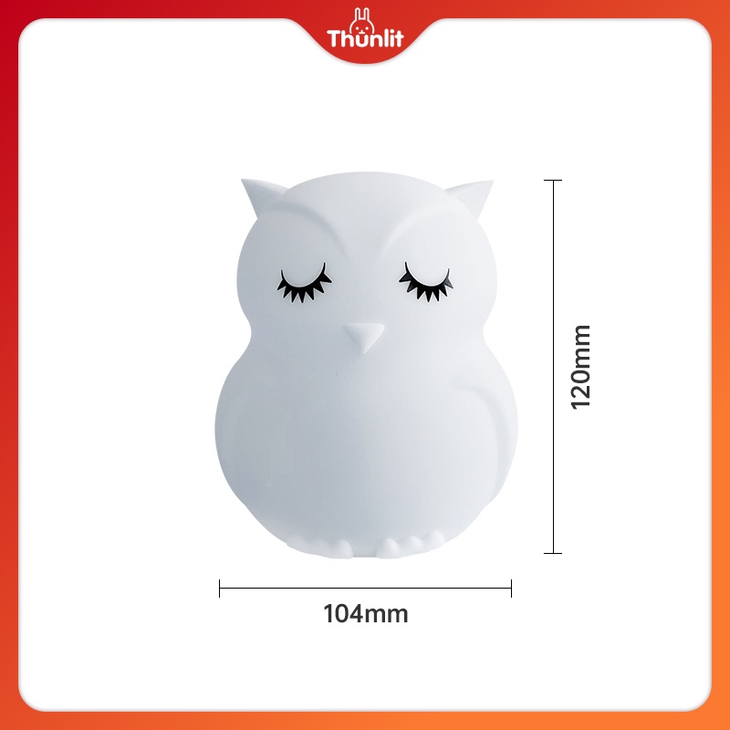 Đèn ngủ hình cú mèo Thunlit  mềm mại nhiều màu sắc sử dụng pin