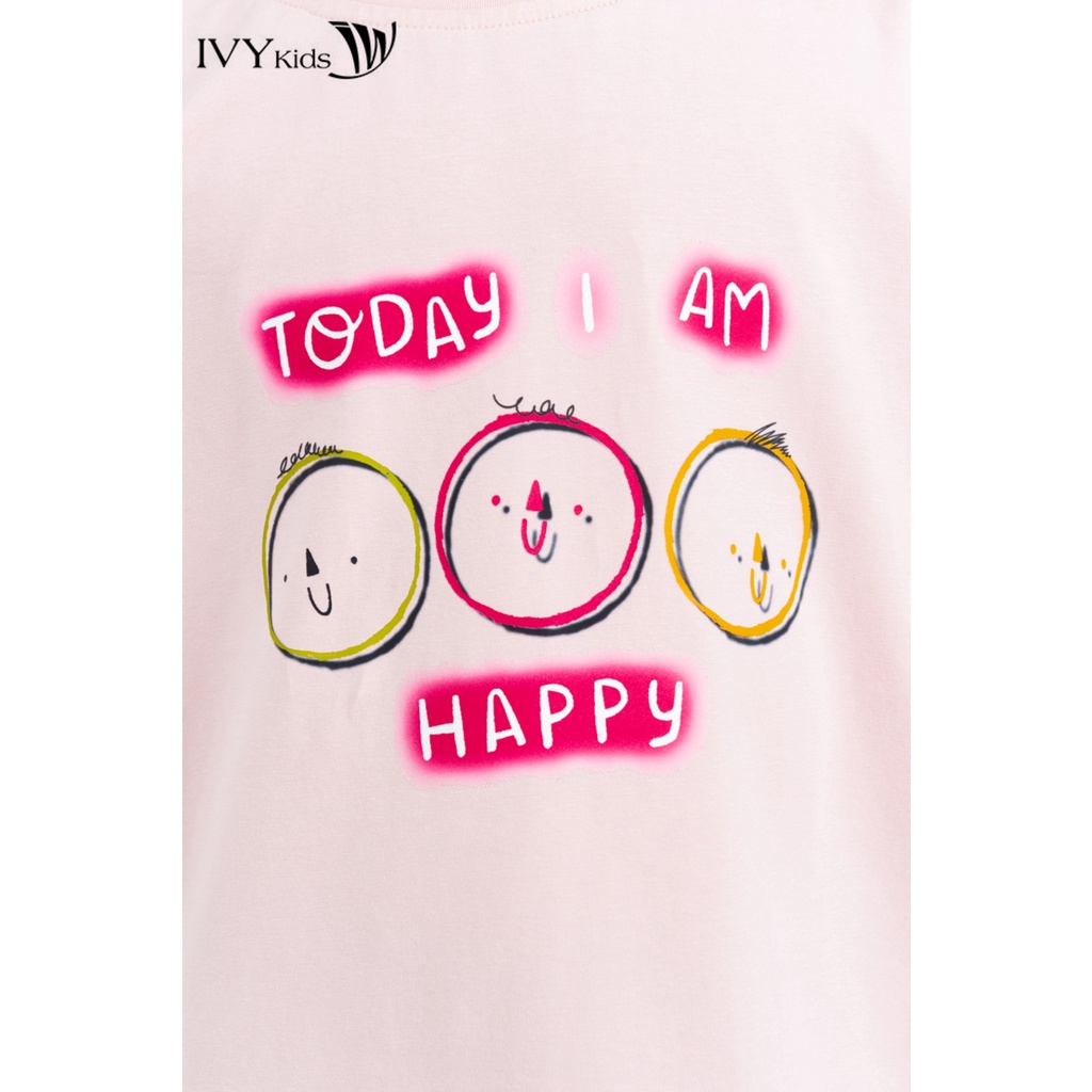 Áo thun happy bé gái IVY moda MS 57G1590