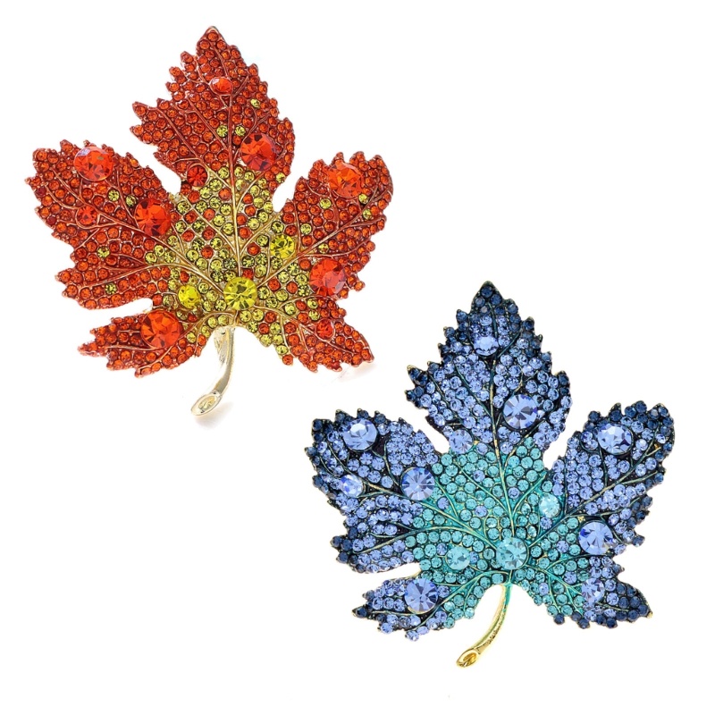 Ghim Cài Áo Hình Lá Phong Đính Đá Thời Trang Cho Nữ