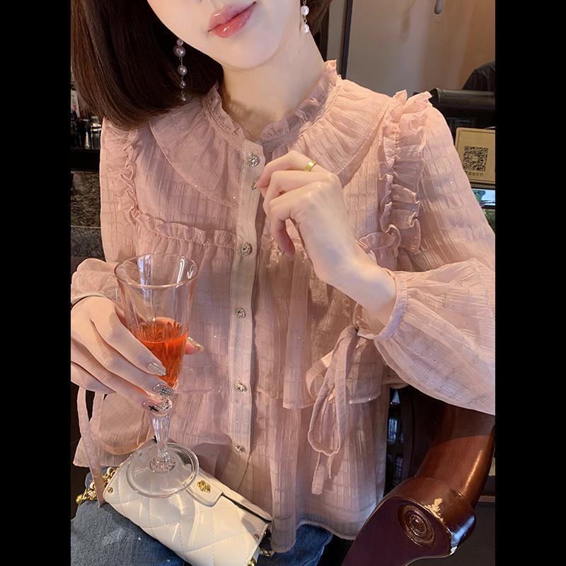 Áo Sơ Mi Chiffon Tay Dài Che Bụng Thời Trang Xuân Thu Cho Nữ Size 3Xl