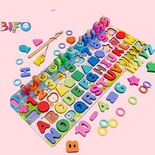 Bộ đồ chơi câu cá bảng chữ cái và ghép số 5in1 học chữ số cho bé, bộ bảng số và chữ thông minh bằng gỗ