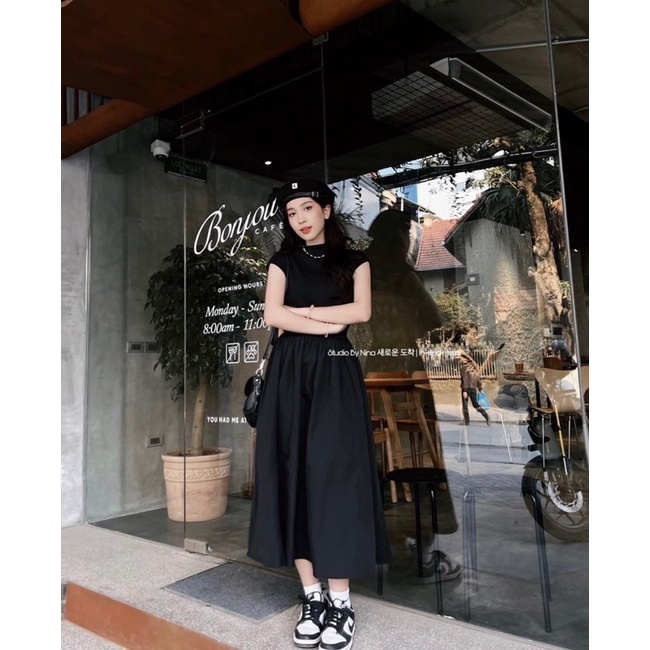 Váy Dáng Dài Áo Tay Cộc Liền Thân Độc Lạ