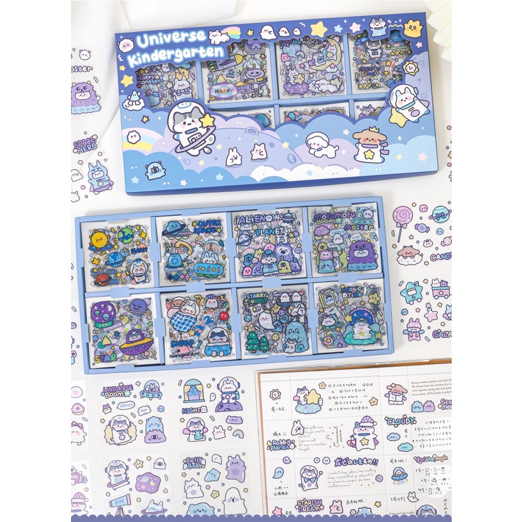 Hộp 2000 Sticker 200 Tấm Hình Dán Cute Hoạt Hình Dễ Thương - Quà Tặng Cho Bé Trang Trí Đồ Lưu Niệm