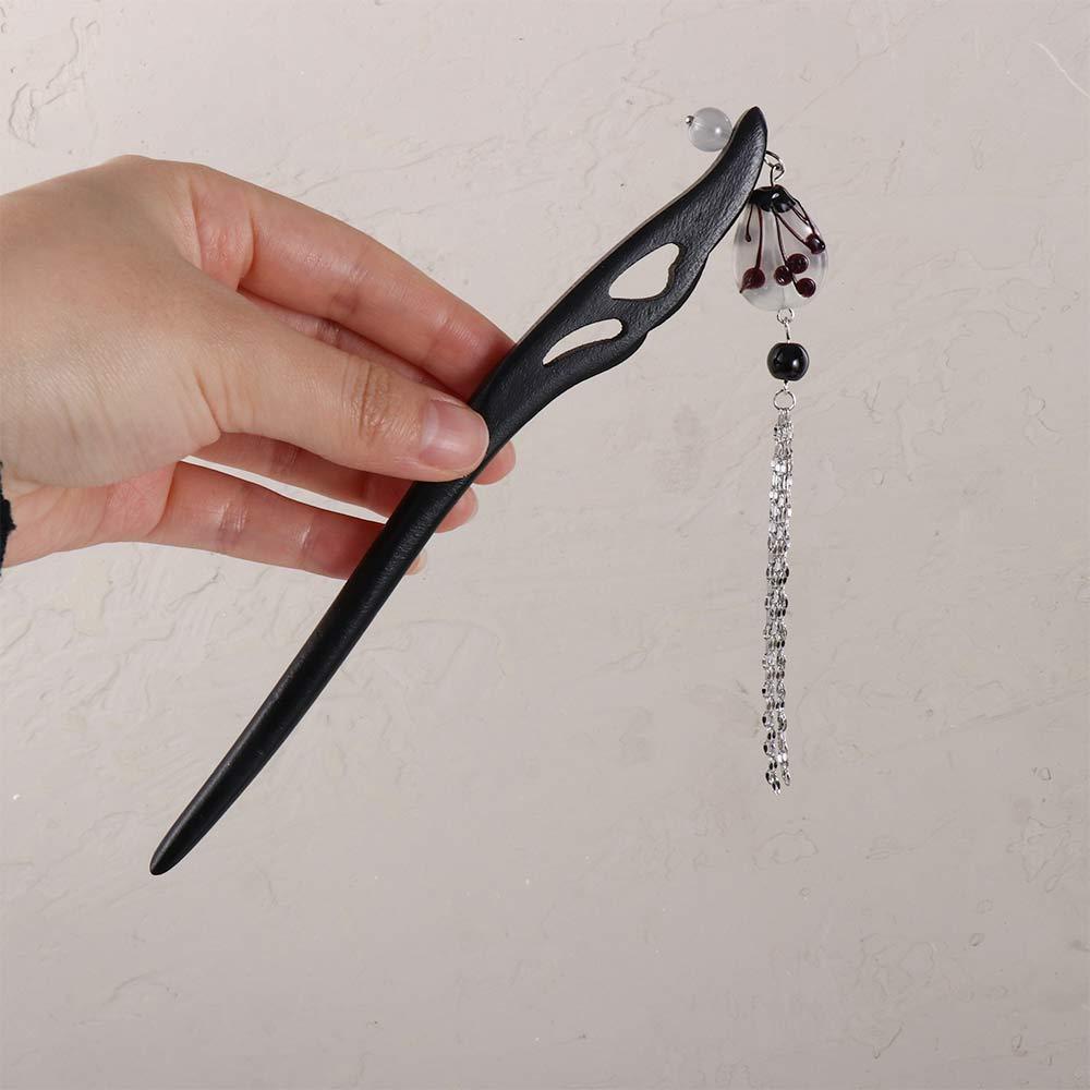 Trâm Cài Tóc Bằng Gỗ Phối Tua Rua Phong Cách Trung Hoa Cổ Điển Cho Nữ