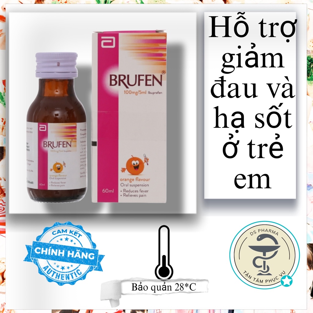 Siro Brufen 100mg/5ml lbuprofen hương cam (Chai 60ml)