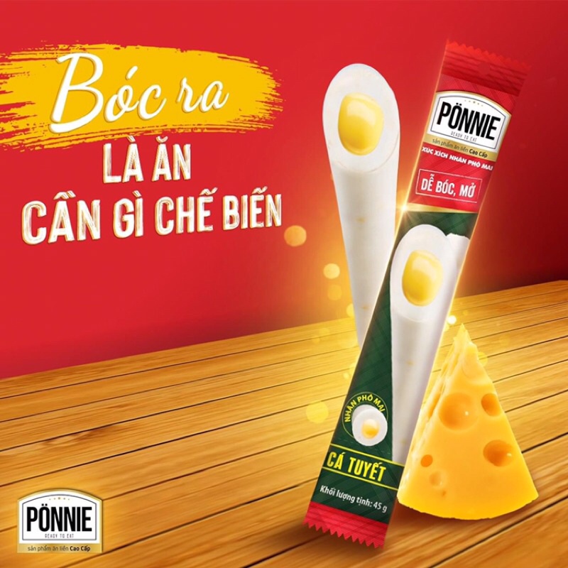 Hộp 12 Cây Xúc Xích Ponnie Nhân Phô Mai Heo Xông Khói | Cá Tuyết