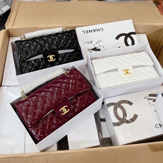 Túi C Classic Chần Trám Da Bóng Size 25cm