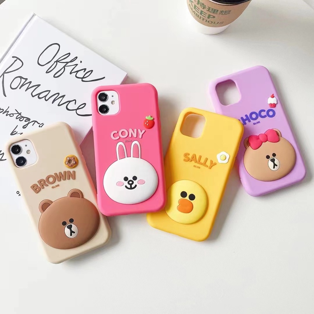 LINE FRIENDS Ốp Điện Thoại Silicon Mềm Hình Gấu Nâu 3D Cho iPhone 15 Pro Max 14 Pro Max Plus 13 Pro Max 12 Pro Max 12 Pro 11 Pro Max 11
