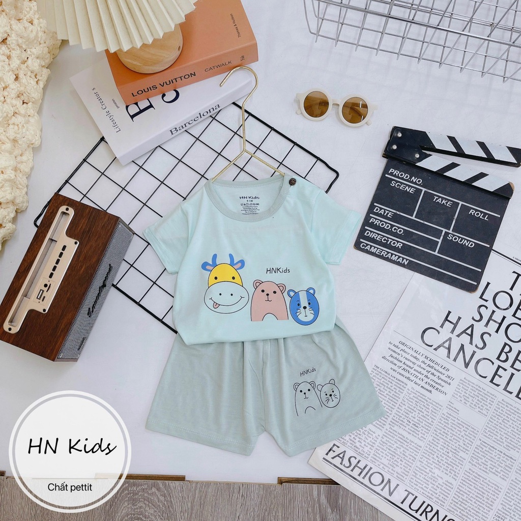 Bộ tay ngắn cài vai Petit sợi tre HN Kids