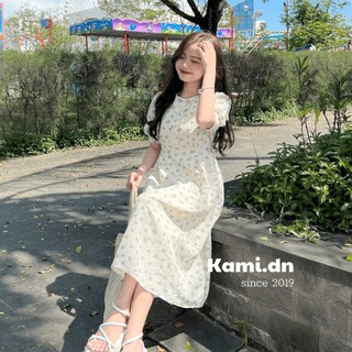 Váy hoa tay lỡ chất xốp 2 lớp