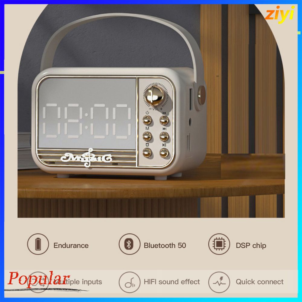 Loa Bluetooth Không Dây Âm Thanh HIFI Siêu Trầm Thiết Kế Hình Đồng Hồ Sáng Tạo