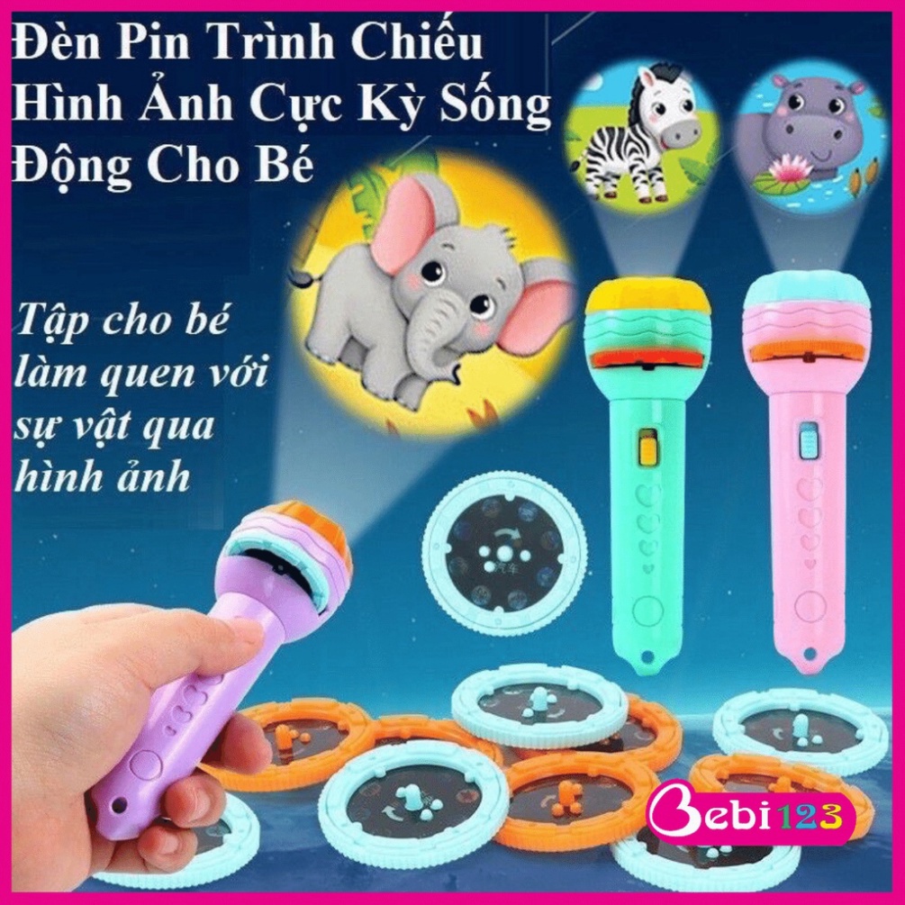 Đèn pin chiếu 80 hình ảnh cho bé thoả thích khám phá hoa quả, động vật, côn trùng, phương tiện, siêu nhân