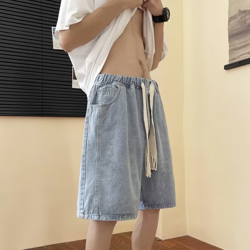 Quần Short Denim Dáng Suông Rộng Phong Cách Thời Trang Retro Mỹ Cho Nam Giới