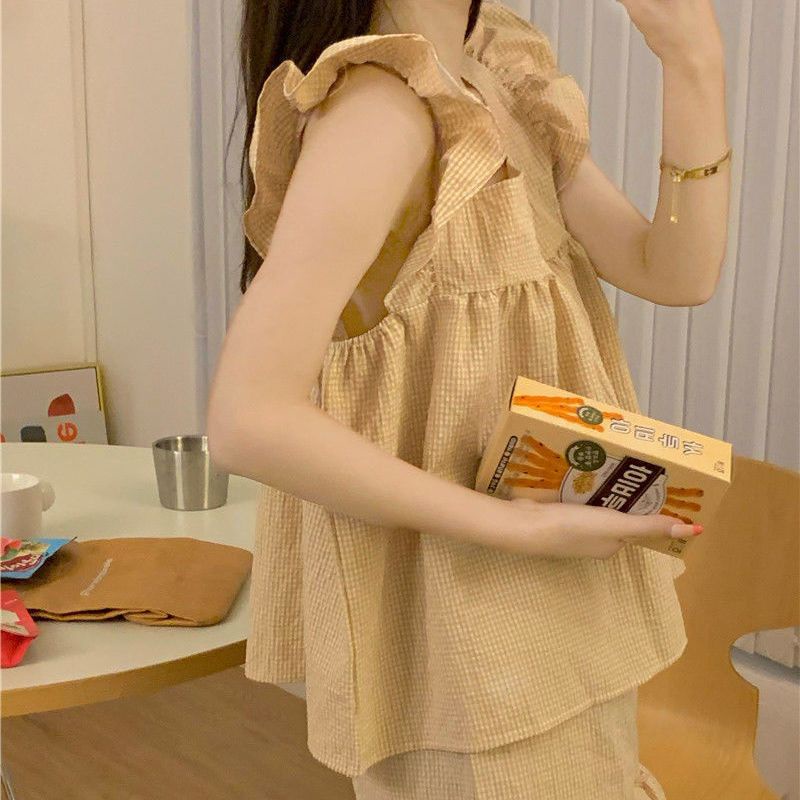 Bộ Đồ Ngủ Thiết Kế Mới Ngọt Ngào Thời Trang Mùa Hè Theo Phong Cách Hàn Quốc