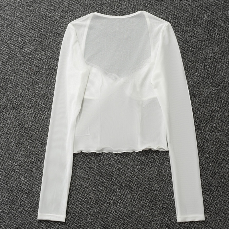 Áo Thun Nữ Tay Dài Phối Ren Thời Trang Quyến Rũ