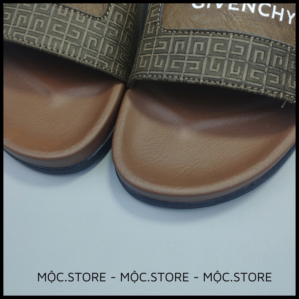 Dép Da Nam Gyvenchy , Dép Da Bò Nam, Dép Nam Quai Ngang , Dép Da Khắc Hoa Văn LazerĐế Cao Su Sang Trọng Êm Ái có BH
