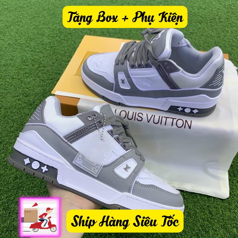 Giày LV Louis Vuitton Trainer Xám, Giày Sneaker LV Xám Nam Nữ các mẫu mới nhất 2023 Tặng Fullbox Bill