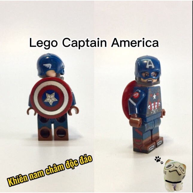 Nhân vật minifigures Captain America kèm phụ kiện khiên Nam Châm ( có thể gắn lên lưng )