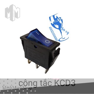 10 chiếc công tắc KCD3 màu xanh, công tắc 3 chân màu xanh