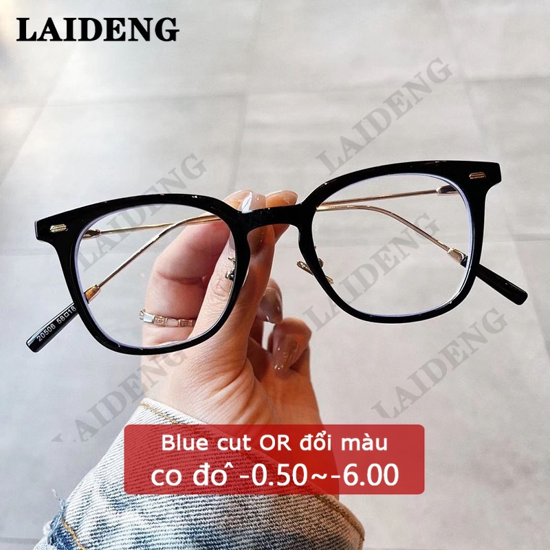 kính cận độ thiết kế mắt vuông oversized chống ánh sáng xanh siêu nhẹ nam gọng kim loại mắt kính cận 0.5/1/1.5/2/2.5/3/3.5/4độ bảo vệ mắt hiệu quả thời trang cho cận có độ nữ